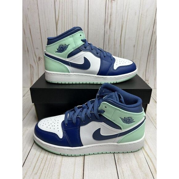 Nike Air Jordan Mid Navy Blue Mint Green GS Size 554725 413 IN